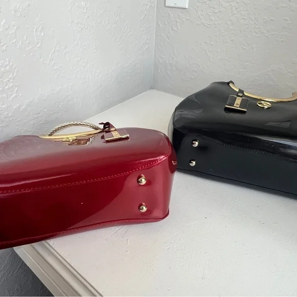Source Unknown Red and Black Shoulder Bags with Gold Accents - Picture 12 of 16